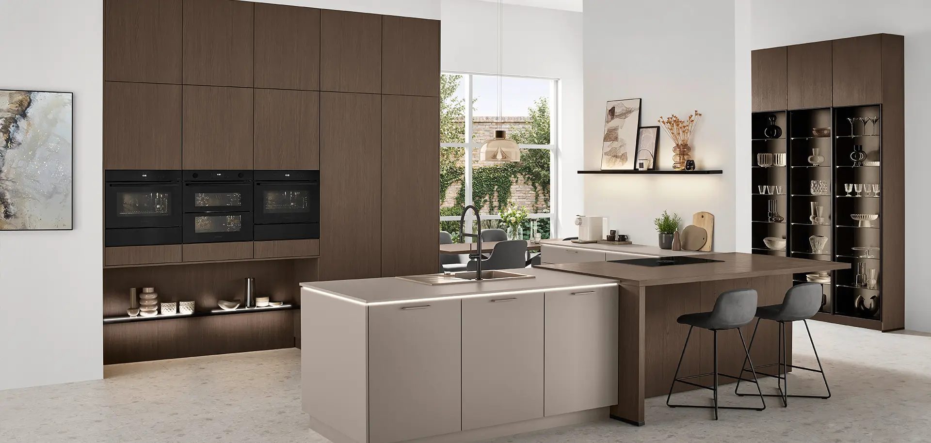 Küchenstile Nobilia Design Inselküche Eiche mit Tresen