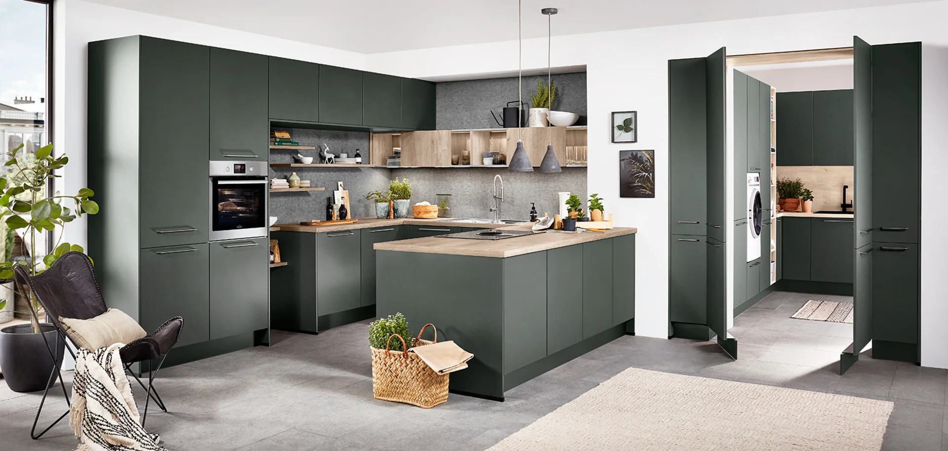 Nobilia Moderne U-Küche Mineralgrün