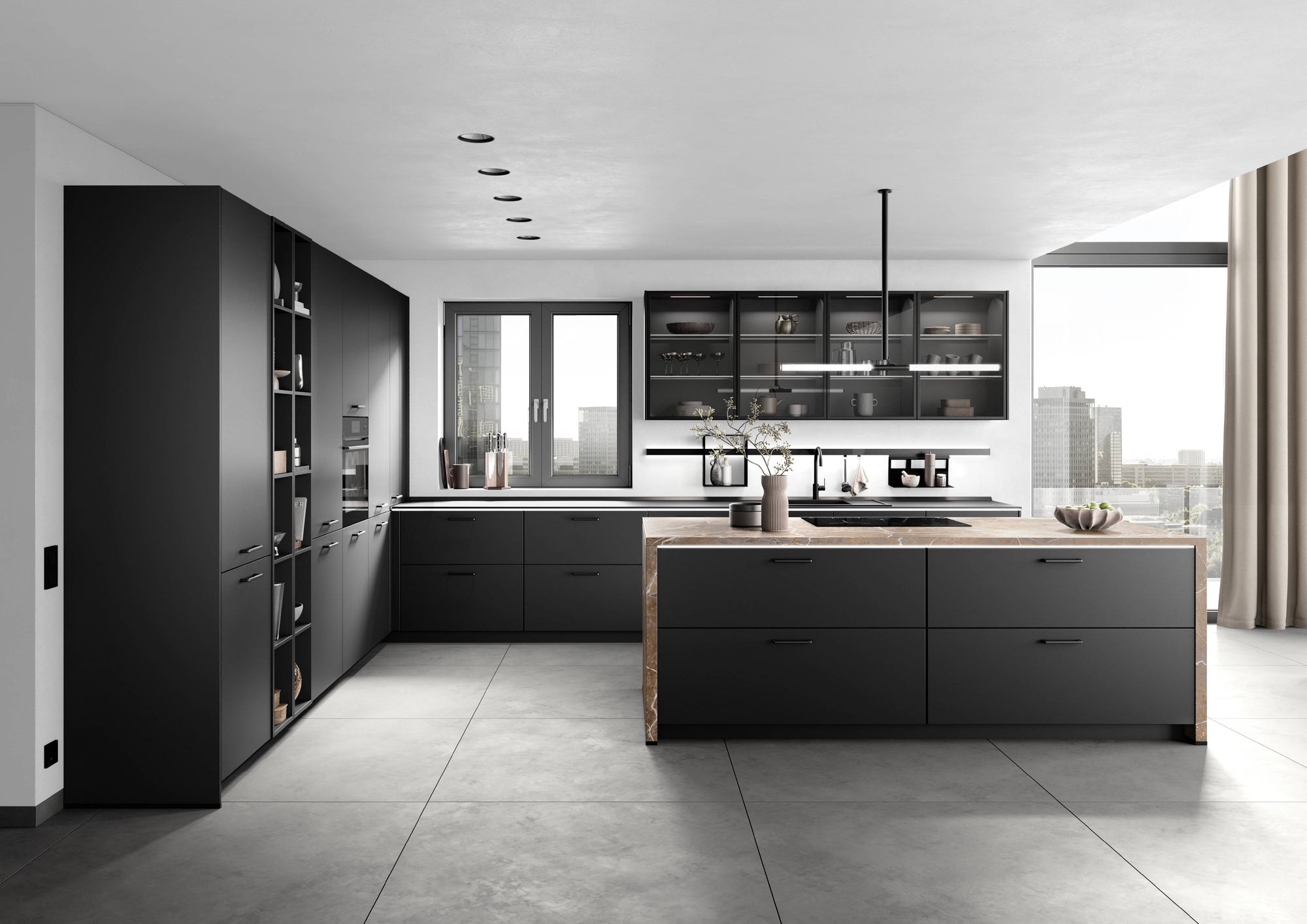 Nobilia Senso Designküche mit Insel Schwarz